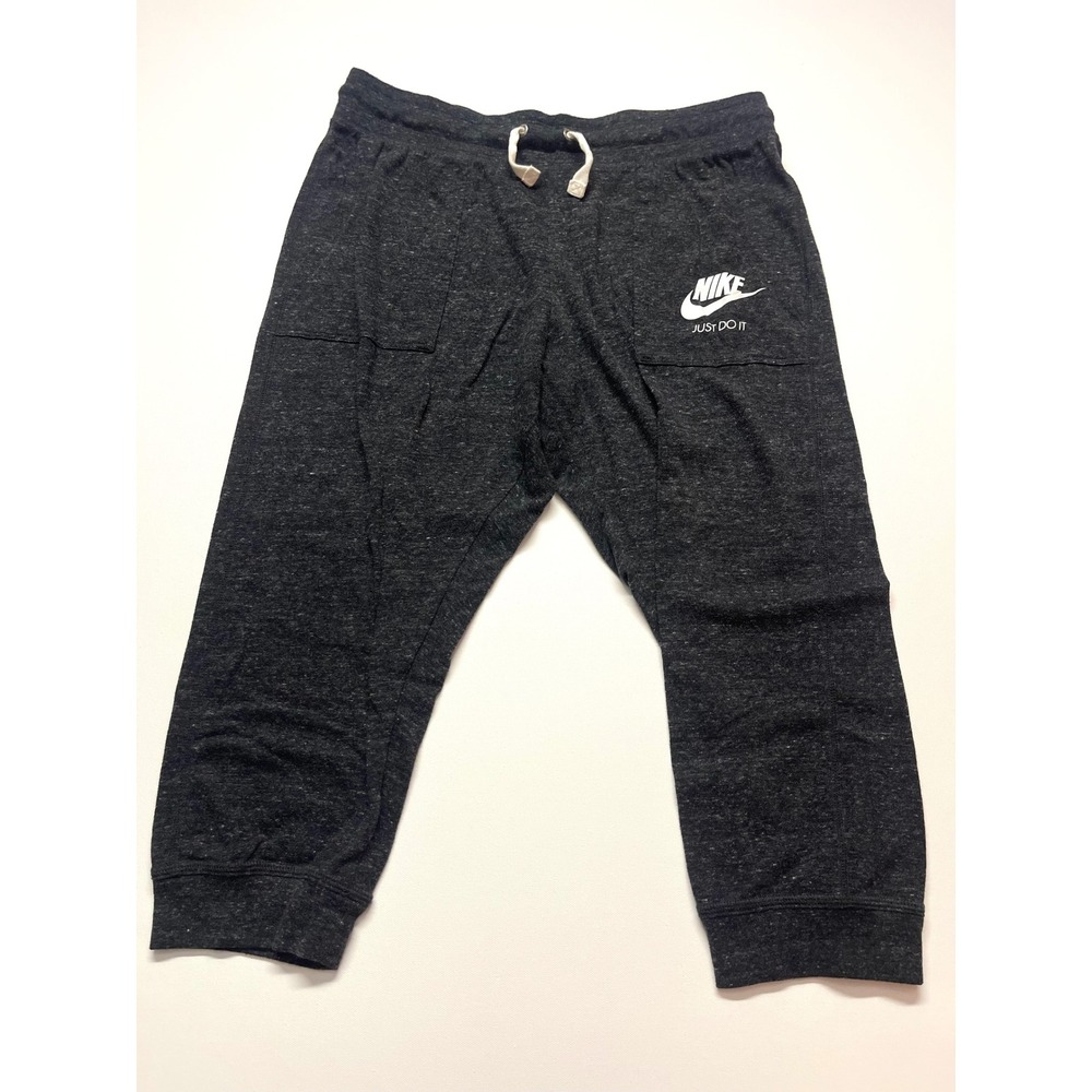Nike Mens Charcoal Heather Grey Just Do It Cropped Jogger Sweatpants Large 0427